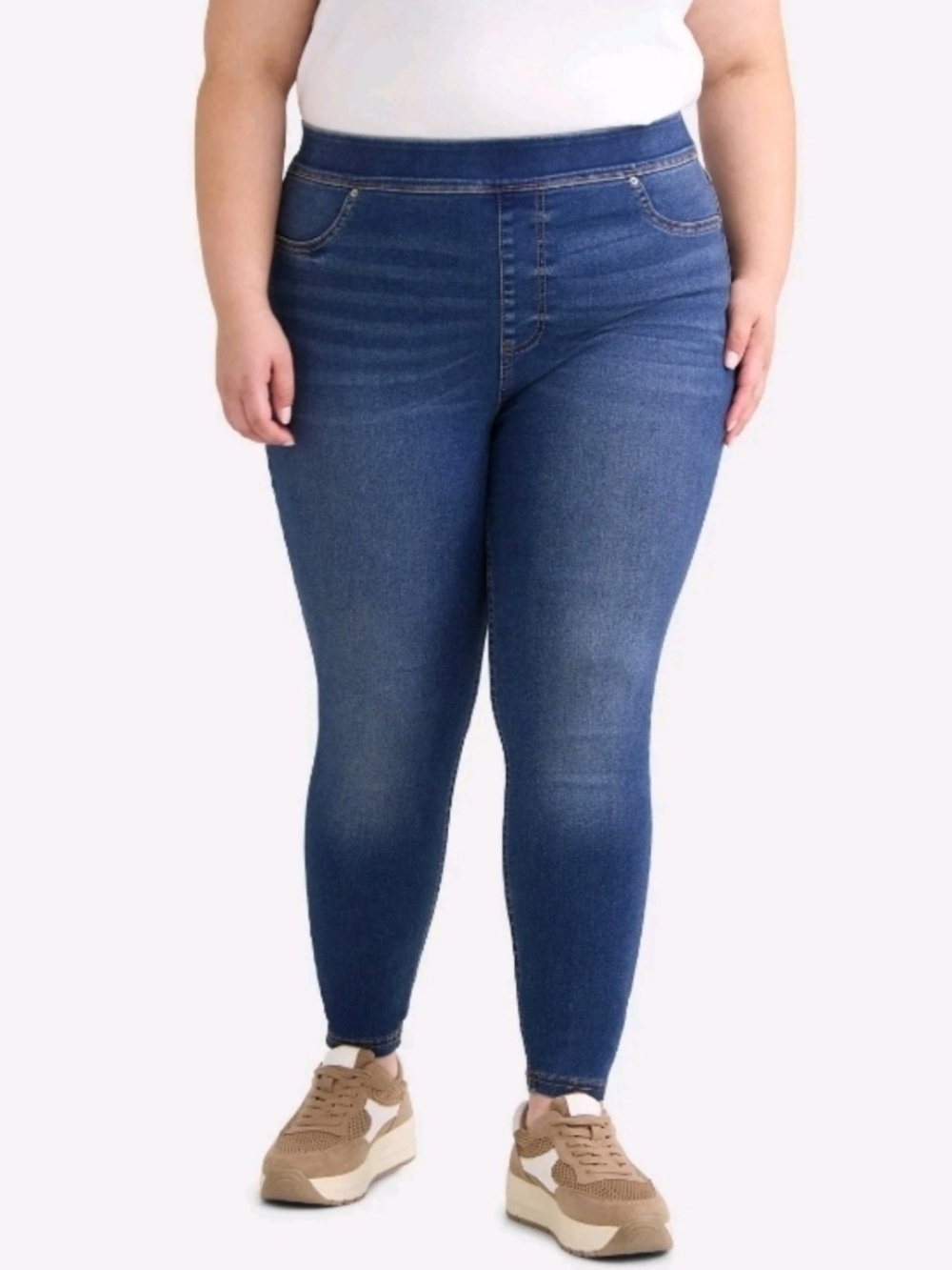 Plus-Size High-Rise Blue Jeggings